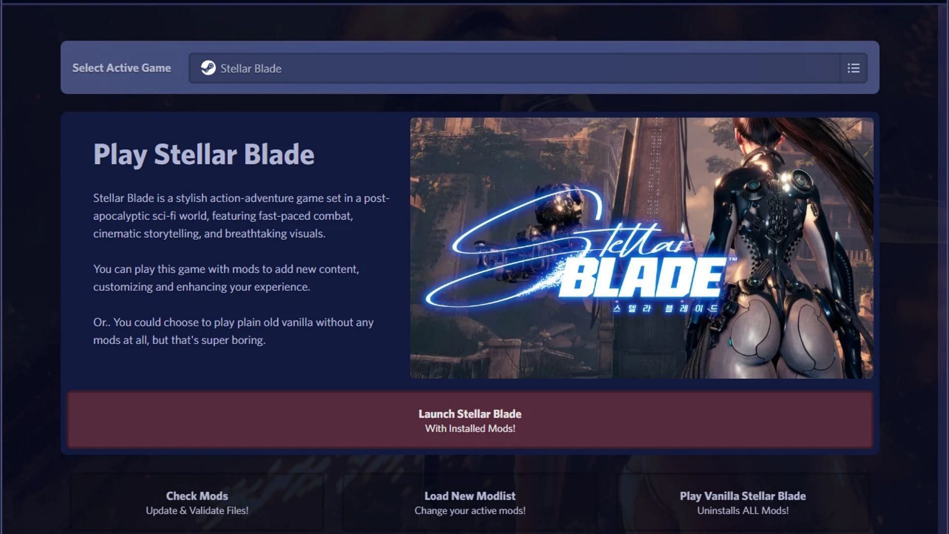 This Stellar Blade PC mod manager is very useful (Image via Dekita@Nexusmods | PlayStation)